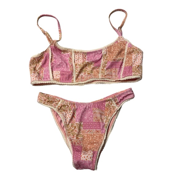 Elysiian Nantucket Bikini NWT Top (Sz L) and NWOT Bottom (Sz S) - Pink Paisley - Picture 5 of 16